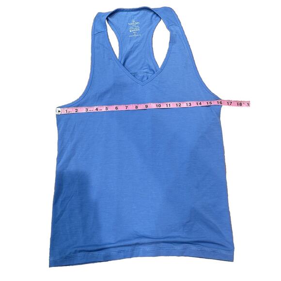 Sweaty Betty Tank Top Women's M Blue Double Time Layered Workout Flare Gym Top - Picture 4 of 8